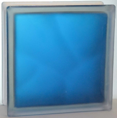 Стеклоблок полуматовый синий (матовый с одной стороны) Vitrablok  19x19x8 окрашенный изнутри
