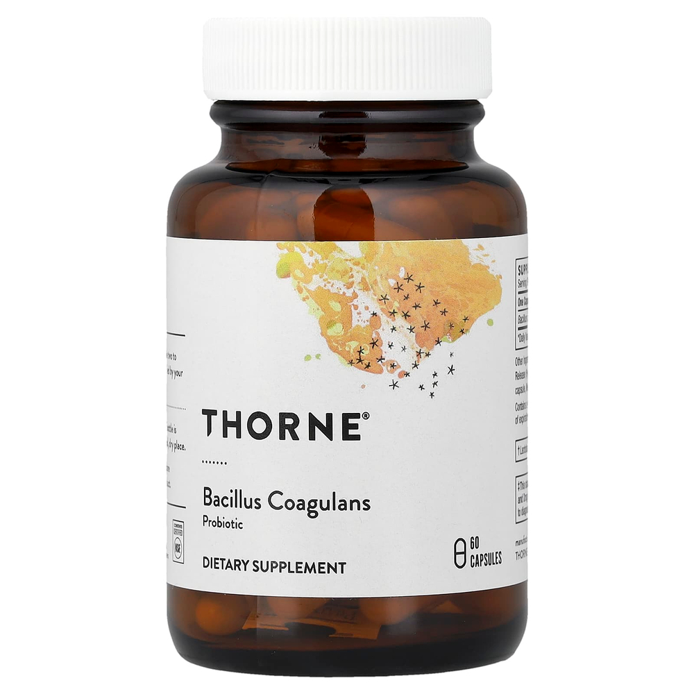 Thorne, бактерии бациллус коагуланс, 60 капсул (133 мг в 1 капсуле)