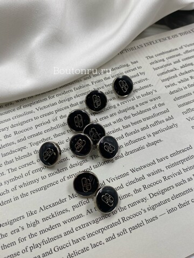 Пуговицы БЛНСГ серебристые лого черная эмаль