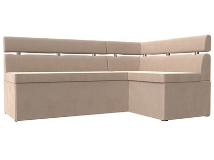 Диван кухонный угловой Классик правый угол, Бежевый, Велюр, 117971
