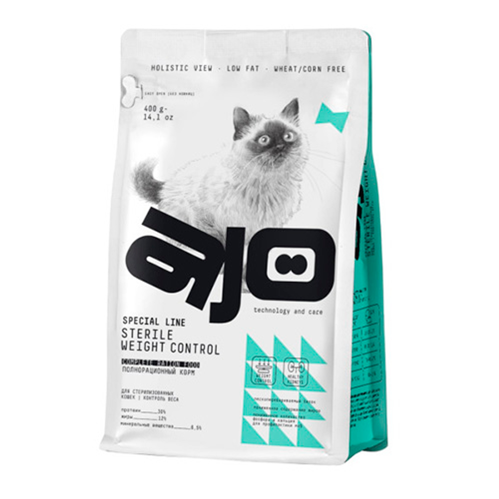 AJO Cat Sterile Weight Control для стерил. кошек контроль веса 0,4 кг