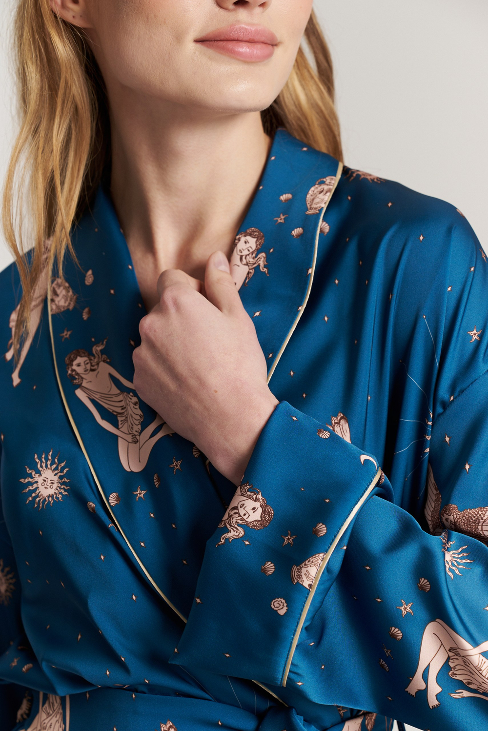 Блуза-кимоно с шалькой - греческий завтрак