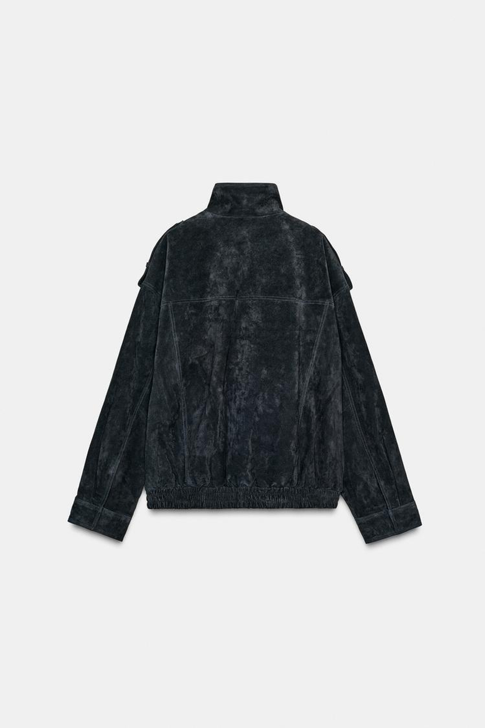 ZARA КУРТКА ИЗ 100% ЗАМШИ С КАРМАНАМИ, СИНИЙ