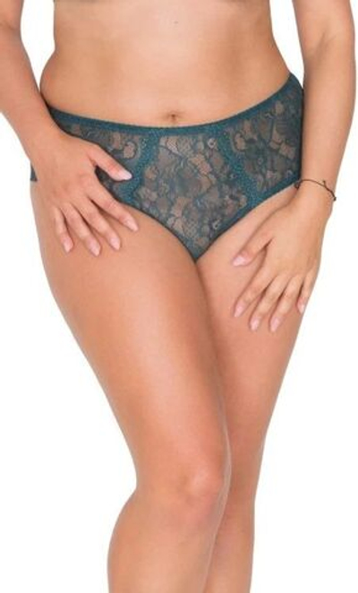 Кружевные трусики-слипы средней посадки (Размер: 5X) (Цвет: изумрудный)