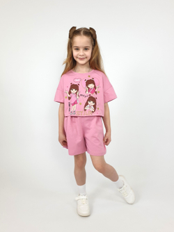 02-159-4 Комплект для девочки (джемпер+ шорты)