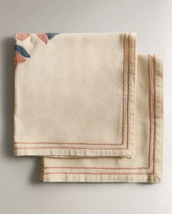 ZARA HOME САЛФЕТКИ ИЗ ХЛОПКА С ВЫШИВКОЙ (НАБОР ИЗ 2 ШТ.), РОЗОВЫЙ