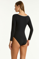 Купальник слитный с рукавами "Вавилон", черный