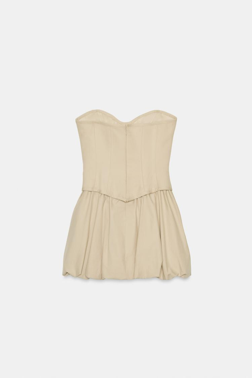 ZARA КОРОТКОЕ ПЛАТЬЕ В БЕЛЬЕВОМ СТИЛЕ, БЕЖЕВЫЙ