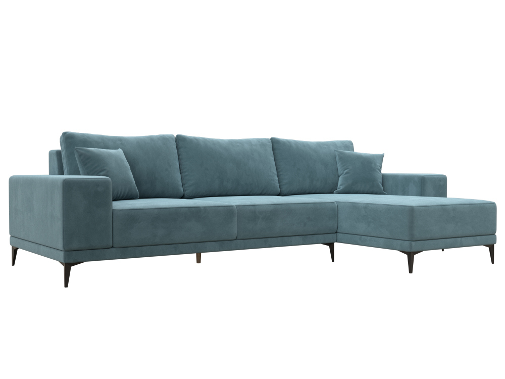 Диван угловой Льюес правый, Бирюзовый, Велюр, 122397