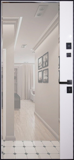 Стальная дверь "Сапсан" с зеркалом (умная дверная ручка)