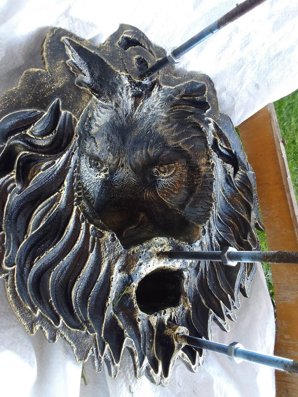 Кованый элемент Лев литой, черный 45х42 (15 см), вес 7 кг. Ручная работа