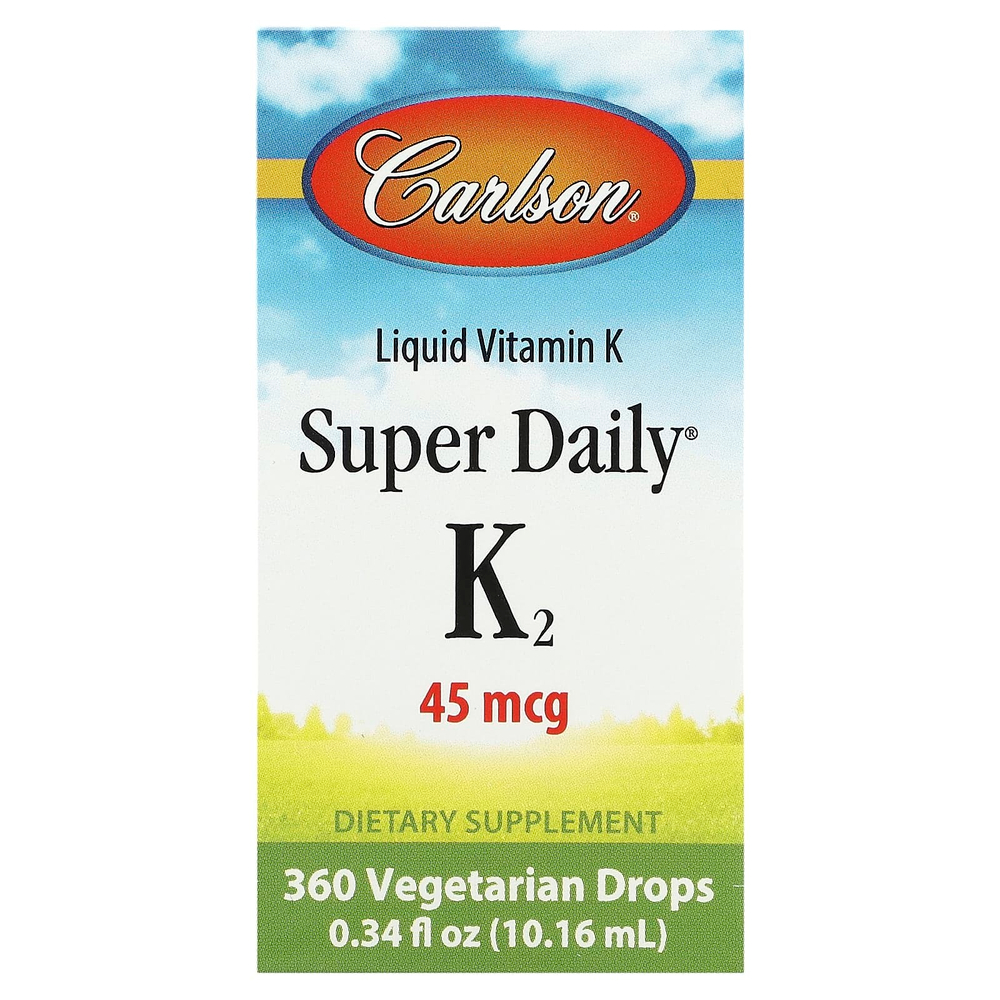 Carlson, Super Daily® K2, 45 мкг, 10,16 мл (0,34 жидк. Унции)