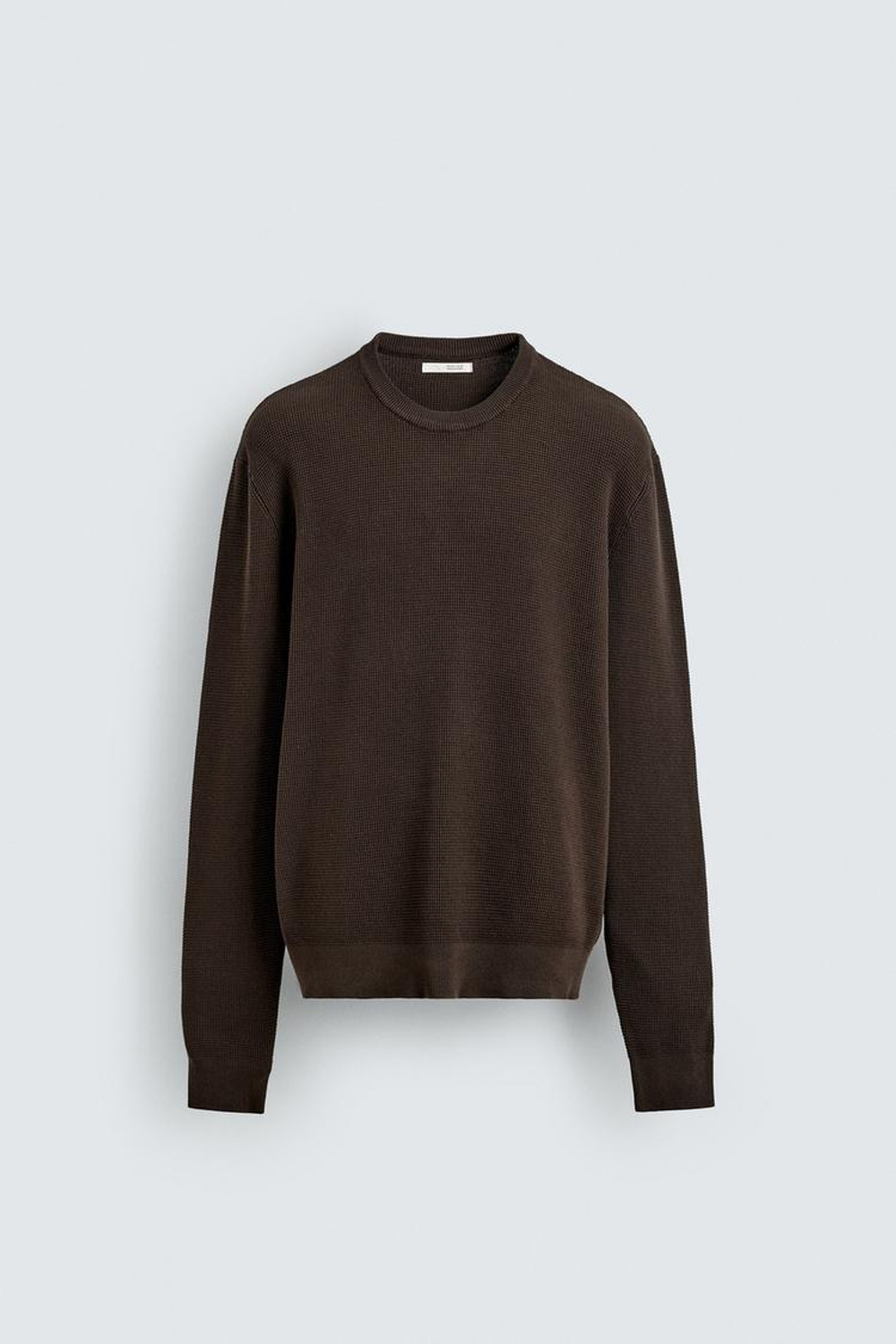 ZARA ДЖЕМПЕР КЛАССИЧЕСКОГО КРОЯ С РЕЛЬЕФНОЙ ТКАНЬЮ, КОРИЧНЕВЫЙ