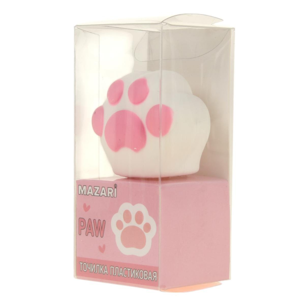 Точилка 1отв. PAW" пласт, ассорти 4 цвета (Mazari)