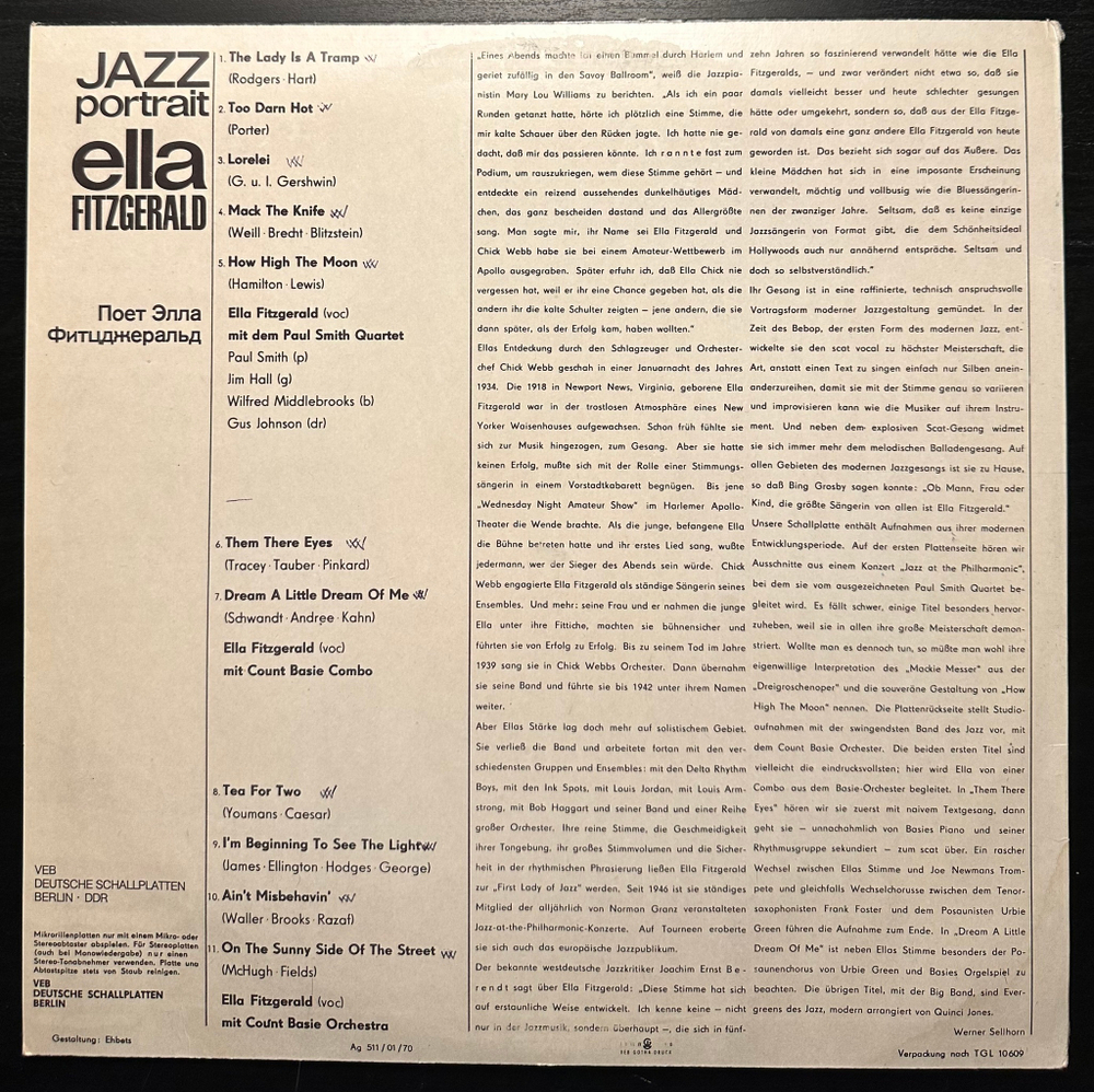 Ella Fitzgerald - Jazz Portrait (Германия 1970г.)