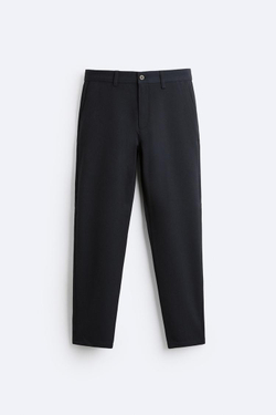 ZARA БРЮКИ КОМФОРТНОЙ ПОСАДКИ ИЗ РЕЛЬЕФНОЙ ТКАНИ, ЦВЕТ НОЧНОГО НЕБА