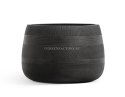 Кашпо TREEZ ERGO - серия Graphics - Низкая чаша - Чёрный графит