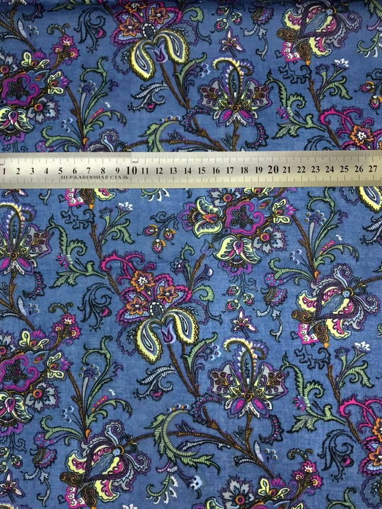 Батист принт, цветы на синем BST2513D06C1