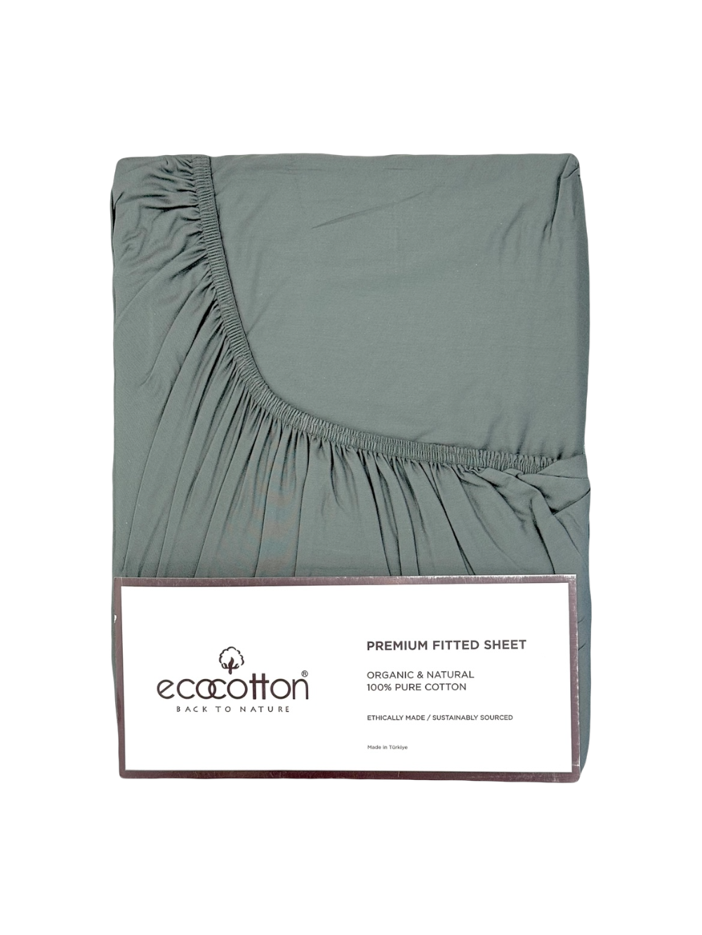 Сатиновая простынь на резинке EcoCotton 160х200 | светло-зеленый