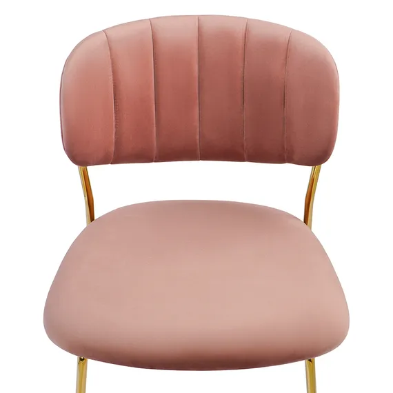Стул Eirill, розовый велюр с золотыми ножками