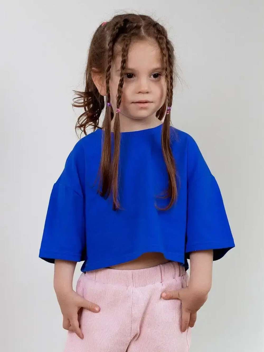 Футболка детская оверсайз укороченная базовая