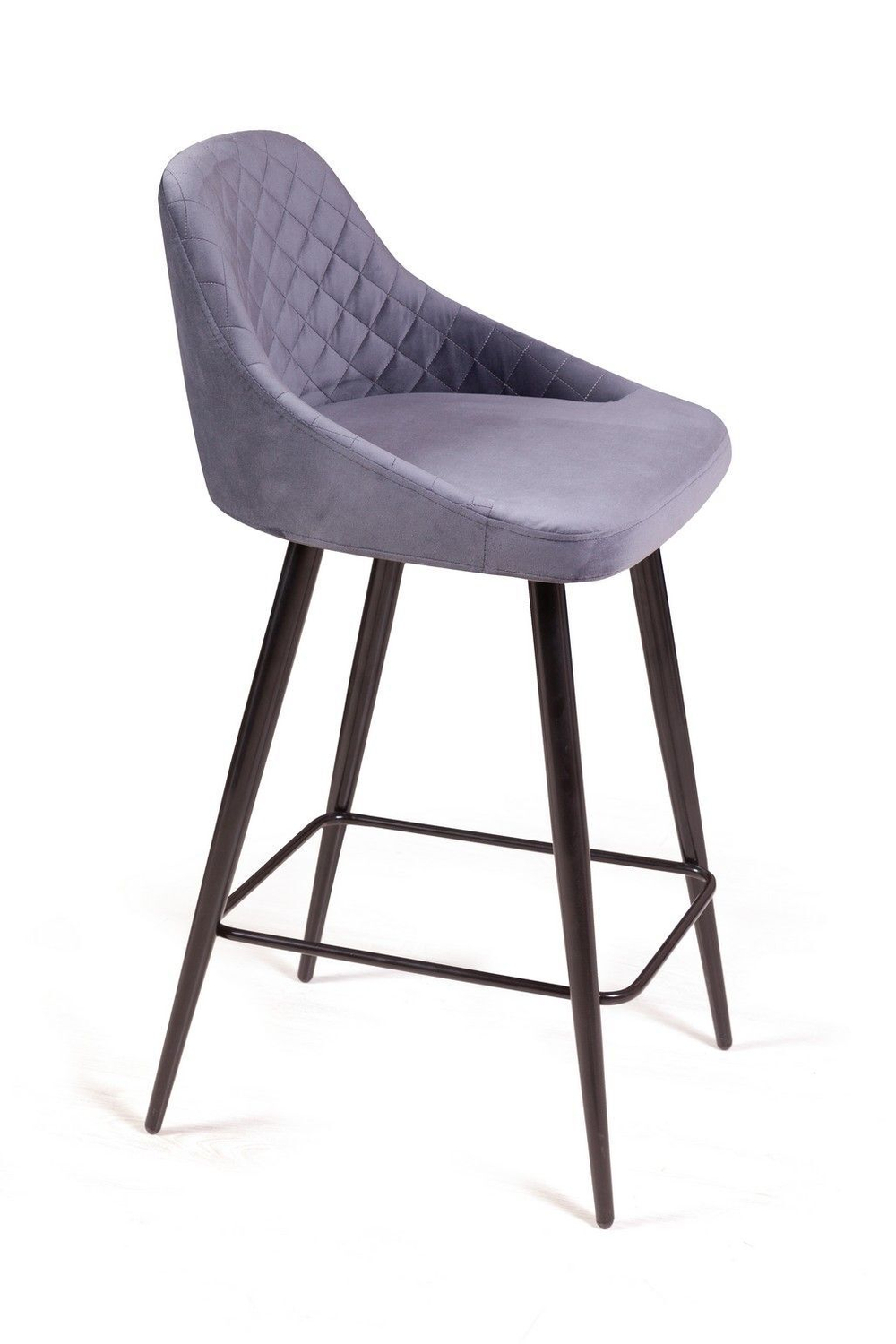 Стул полубарный Douglas ромб, бархат серый 27