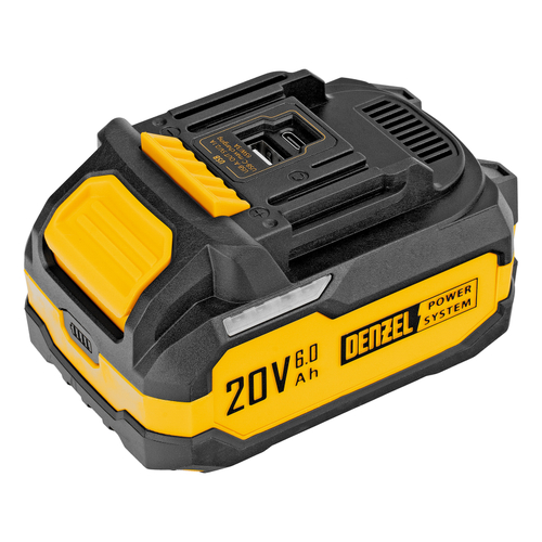 Батарея аккумуляторная BH-20-6.0, Li-Ion, USB, 20 В, 6,0 Ач// Denzel