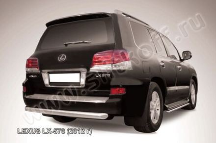 Защита заднего бампера (нержавейка) Lexus LX-570 (2012-2015) d76 радиусная
