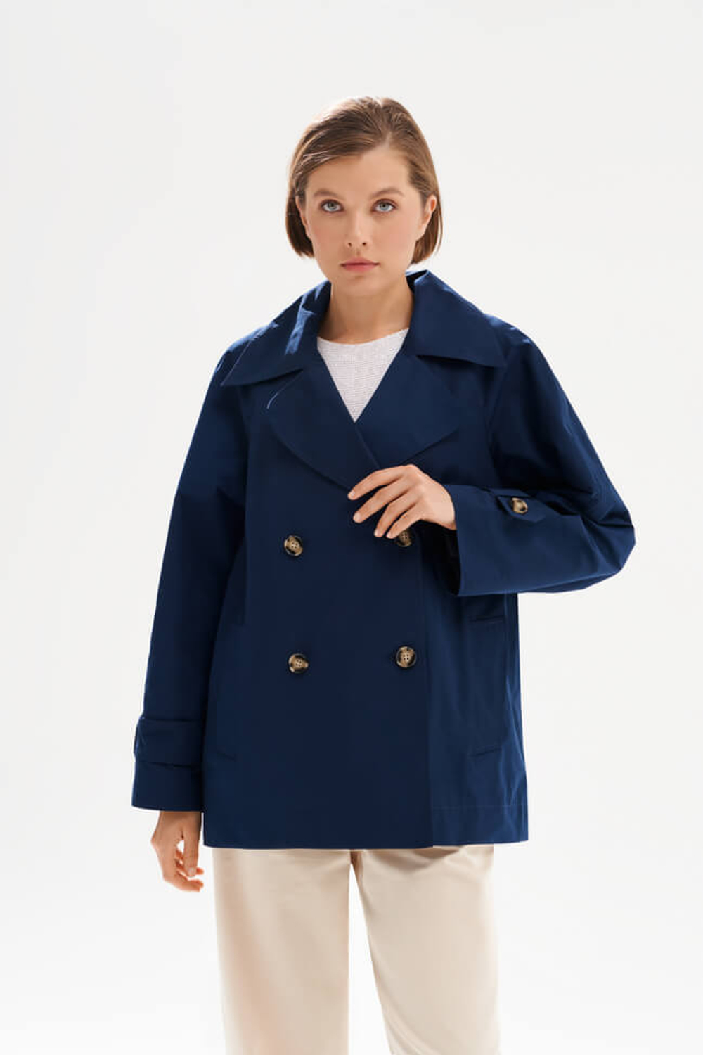 0119 Плащ женский (темно-синий)