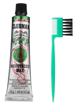 Clubman Moustache Wax Chestnut Воск для укладки и подкрашивания бороды с щеточкой (каштановый),15 мл