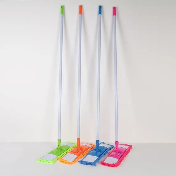 Швабра для мытья пола плоская Доляна, насадка букля 42×12 см, металлическая ручка 120 см, цвет МИКС