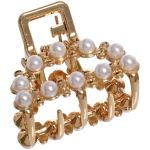 Заколка - краб для волос на блистере 1шт «PREMIUM», тоскана, цвет серебро и золото, 2.5*2.6см