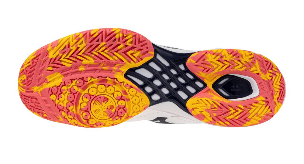 Мужские кроссовки для бадминтона/сквоша Mizuno Wave Claw 3 - white/citrus/calypso coral