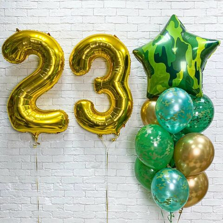 Композиция из шаров с большой звездой камуфляж