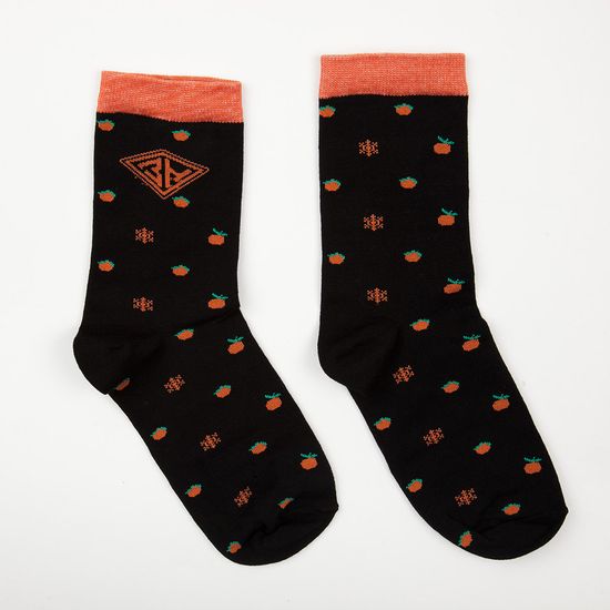 Носки ЗАПОРОЖЕЦ Апельсин  и Снежинки. Женские  (BLACK, O/S)