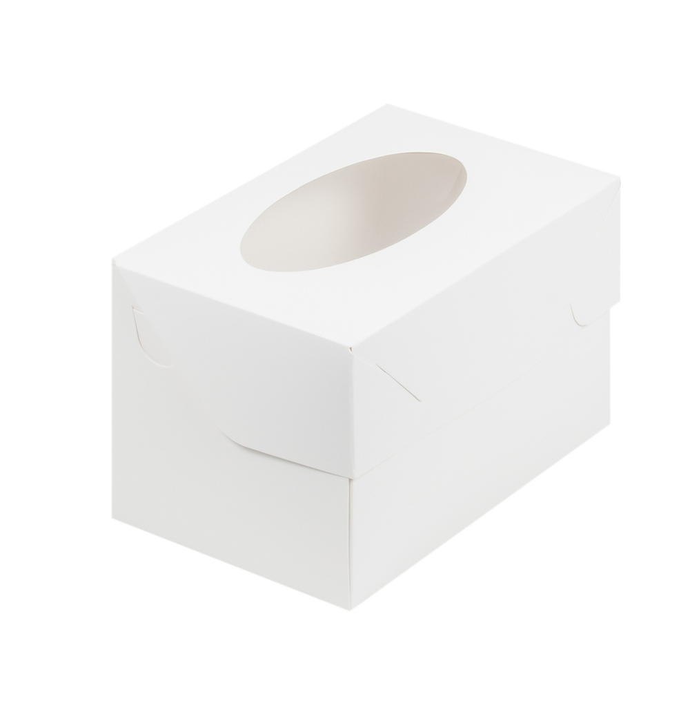Коробка для капкейков 2 ячейки, белая с окном