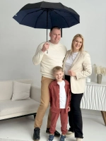 Зонт автомат c системой антиветер женский и мужской большой купол 10 спиц. Цвет синий.