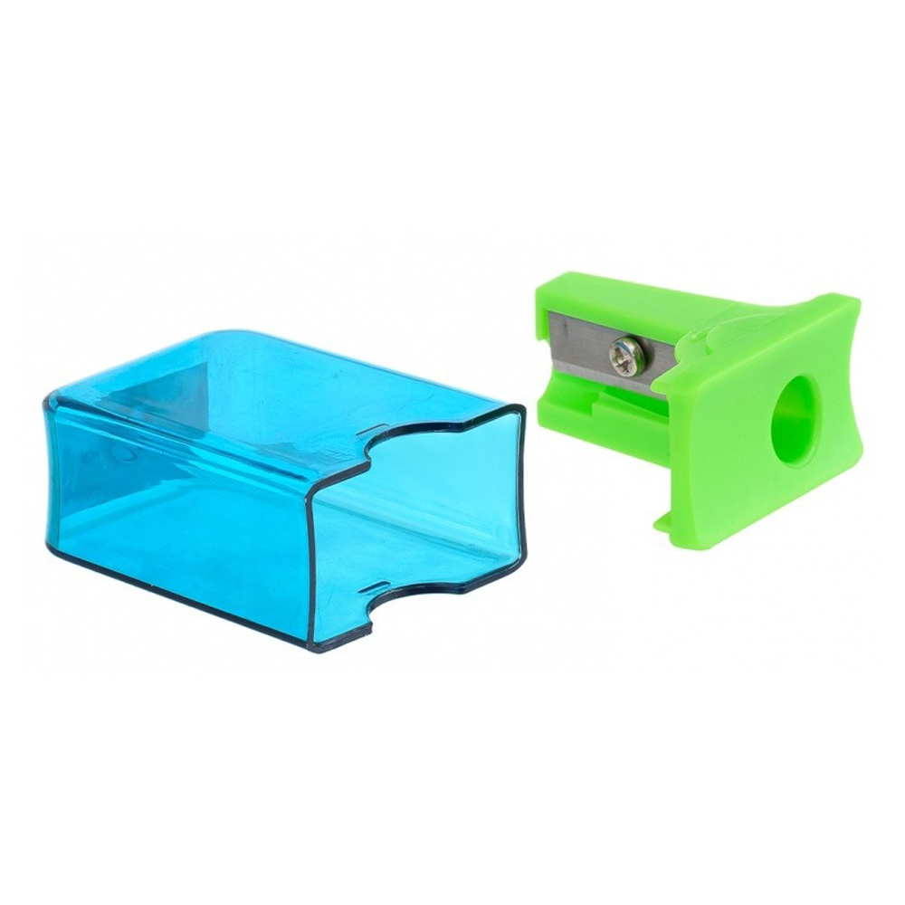 Точилка Runtop, одинарная, с контейнером, серия "Бирюза", фигурный корпус, 3.5*2.5 см