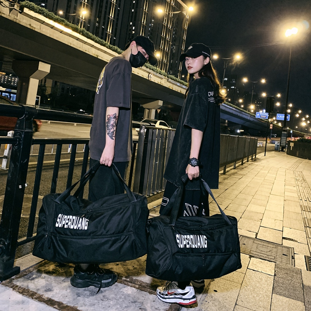 NIGEER Oxford Luggage Bag Travel Bag Large Unisex Black/White