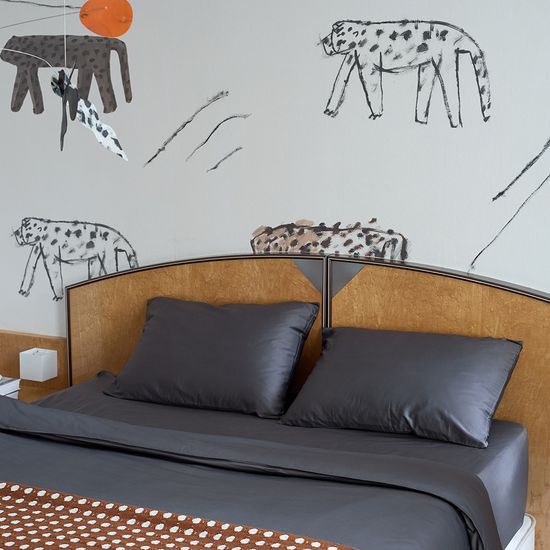 Комплект постельного белья из премиального сатина темно-серого цвета из коллекции essential, 200х220 см