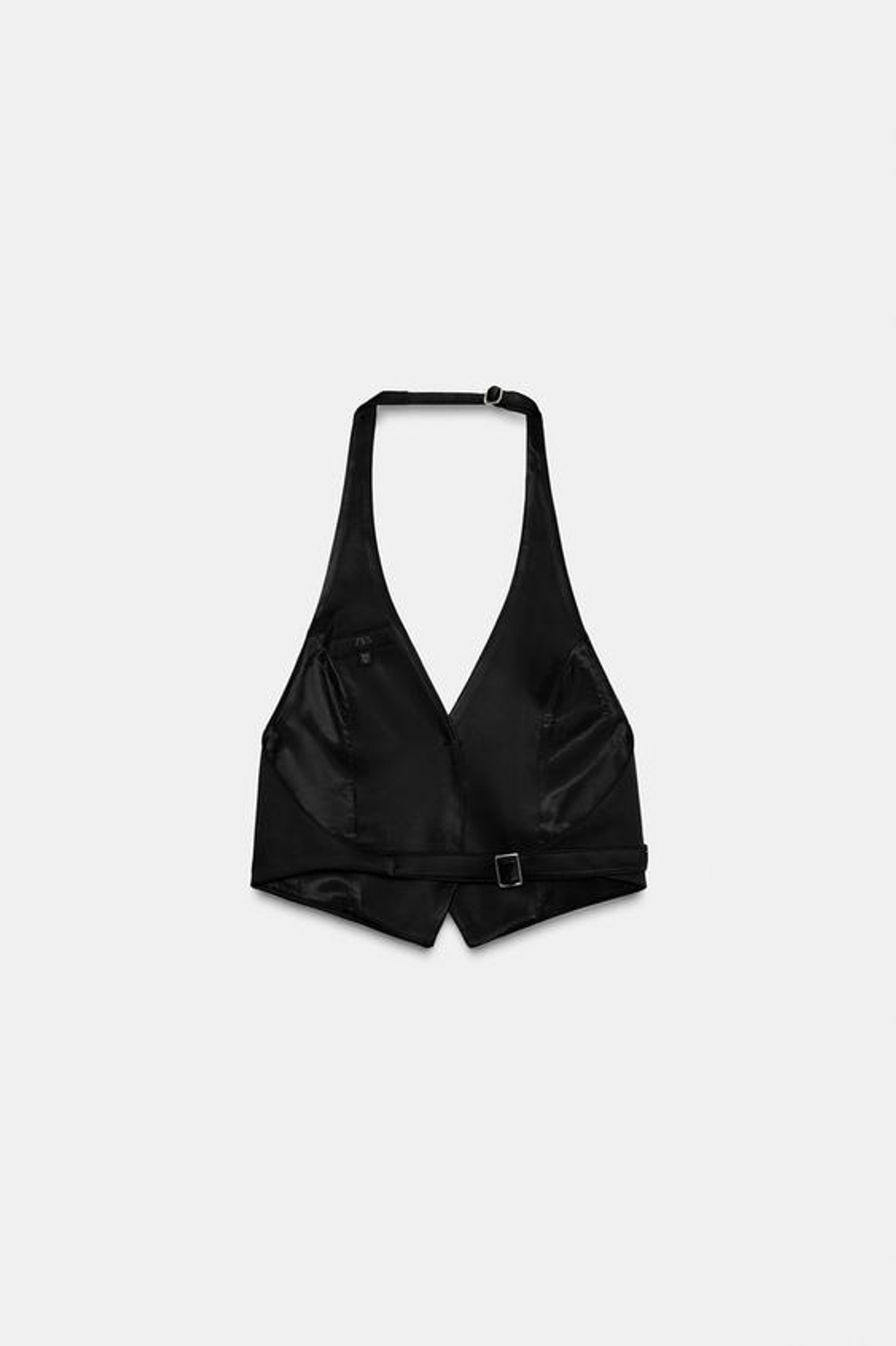 ZARA ЖИЛЕТ ХАЛТЕР С ОТКРЫТОЙ СПИНОЙ, ЧЕРНЫЙ