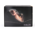 Черный текстильный набор БДСМ: наручники, оковы, ошейник с поводком, кляп, маска, плеть (Цвет: черный)