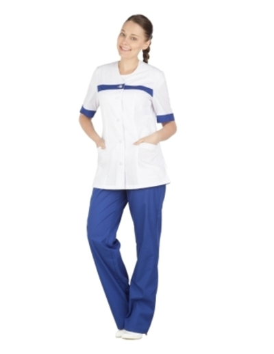 Костюм "Анюта-Ю" белый с васильковой отделкой