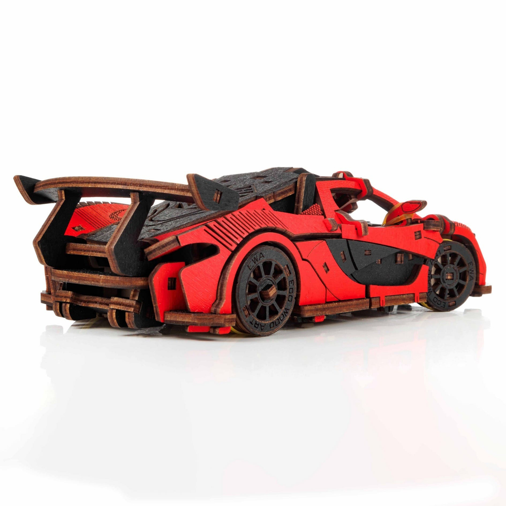 Деревянный конструктор Гоночный автомобиль (красный) (EWA), сборная модель