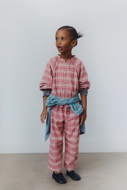 ZARA БРЮКИ В КЛЕТКУ, РОЗОВЫЙ