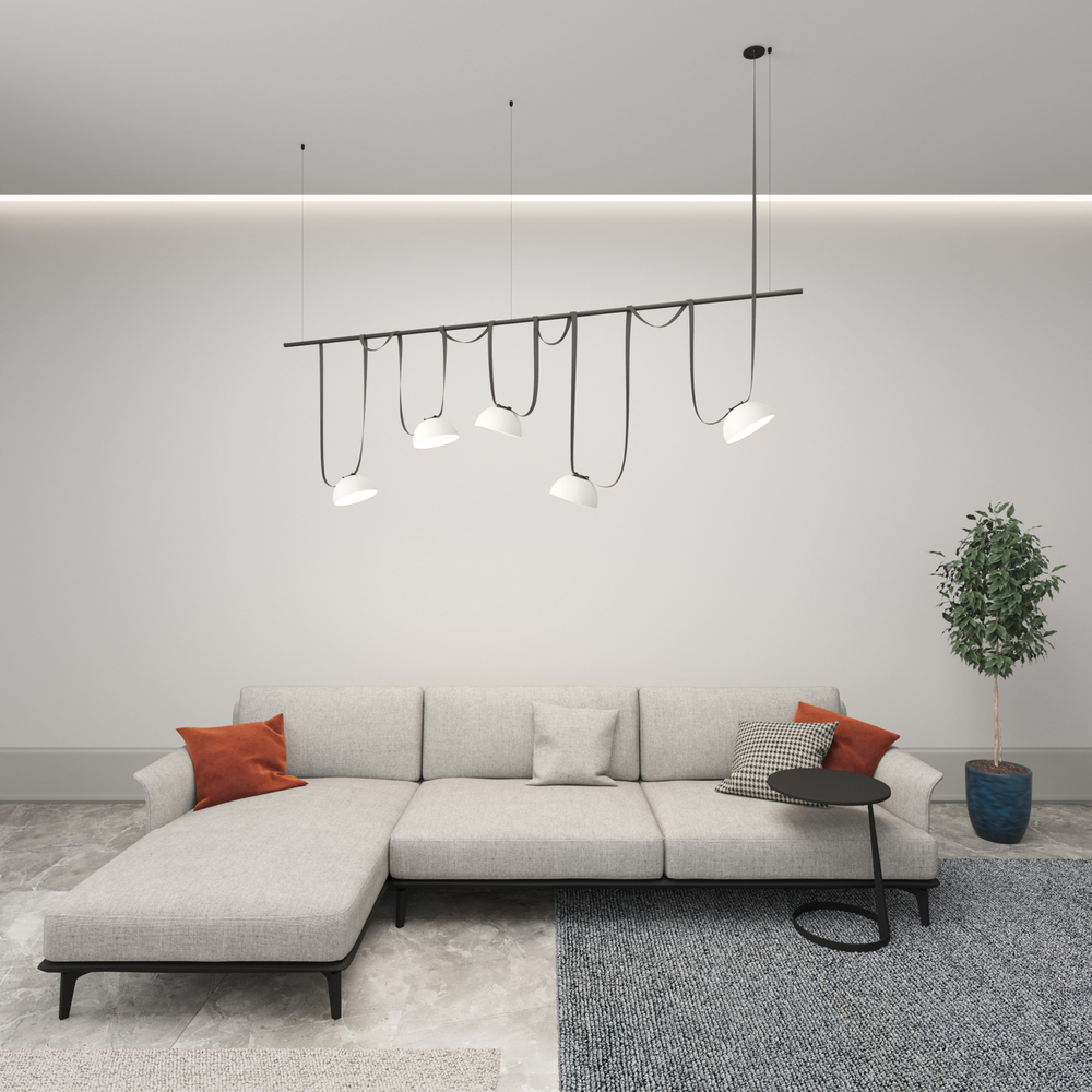 DK5560-WH+BK Cветильник для трека-ремня Belty, серия Flow, со светодиодом, D220*H117мм, 48V DC, 24W, RA90, 120°, 4000K, IP20, белый с черным, алюминий