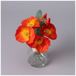 БУКЕТ ИСКУССТВЕННЫХ ЦВЕТОВ В КРУГЛОЙ ВАЗЕ ВЫСОТА= 16СМ (МАЛ=8ШТ./КОР=64ШТ.)