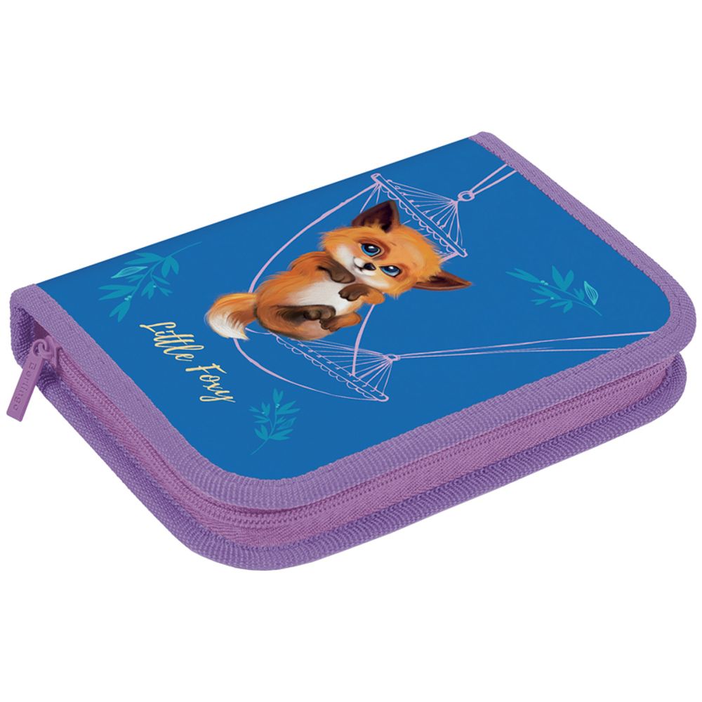 Пенал 1 отделение 200х140х40 Berlingo Little foxy, 2 откидные планки, ткань