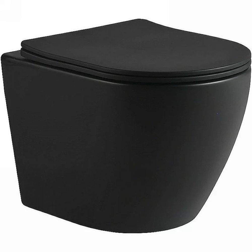 Унитаз SantiLine SL-5025MB безободковый, слив торнадо, с крышкой микролифт, черный матовый