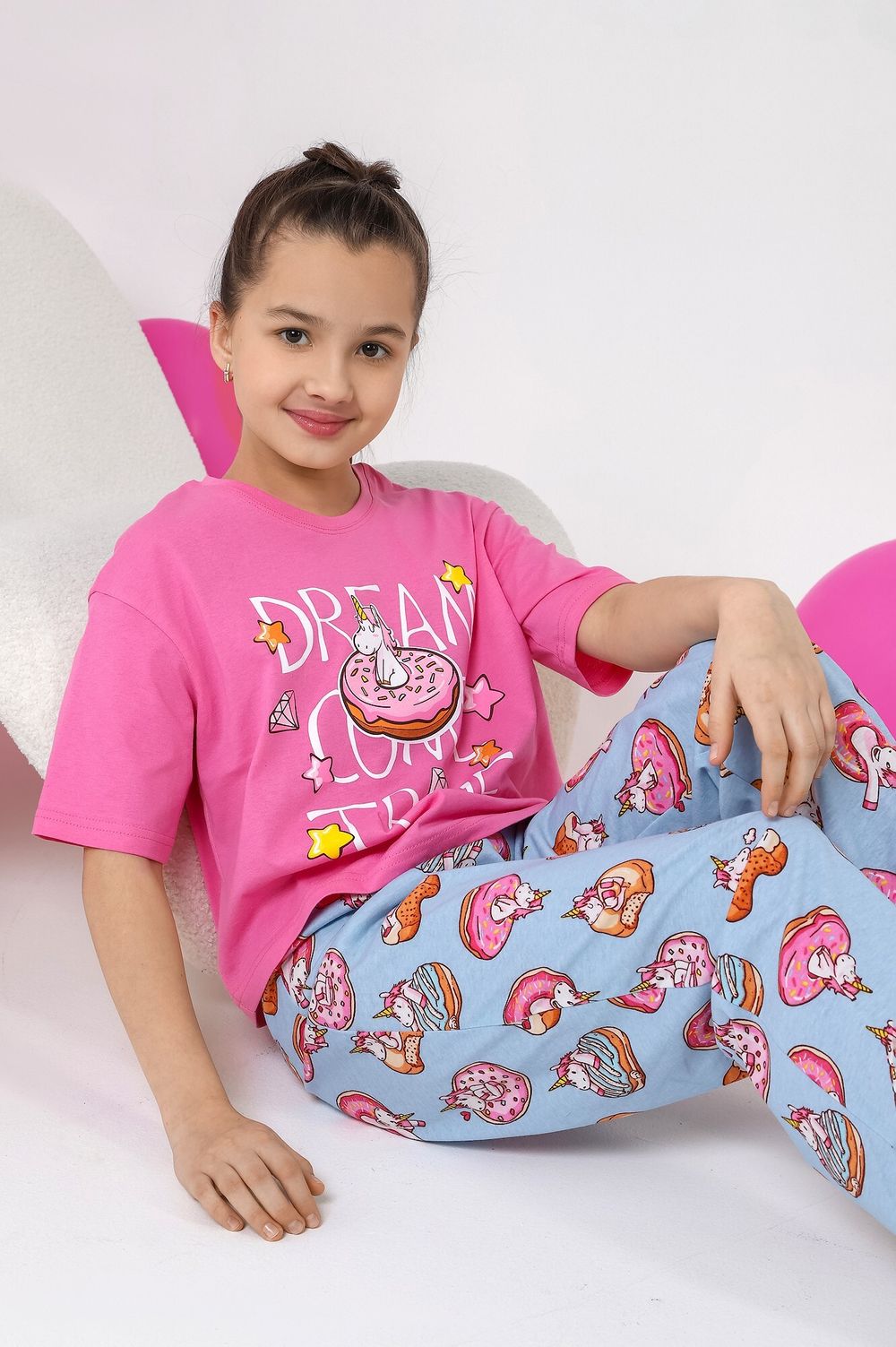 Пижама для девочки Единопончик-2 Виотекс РОЗОВО-ГОЛУБОЙ